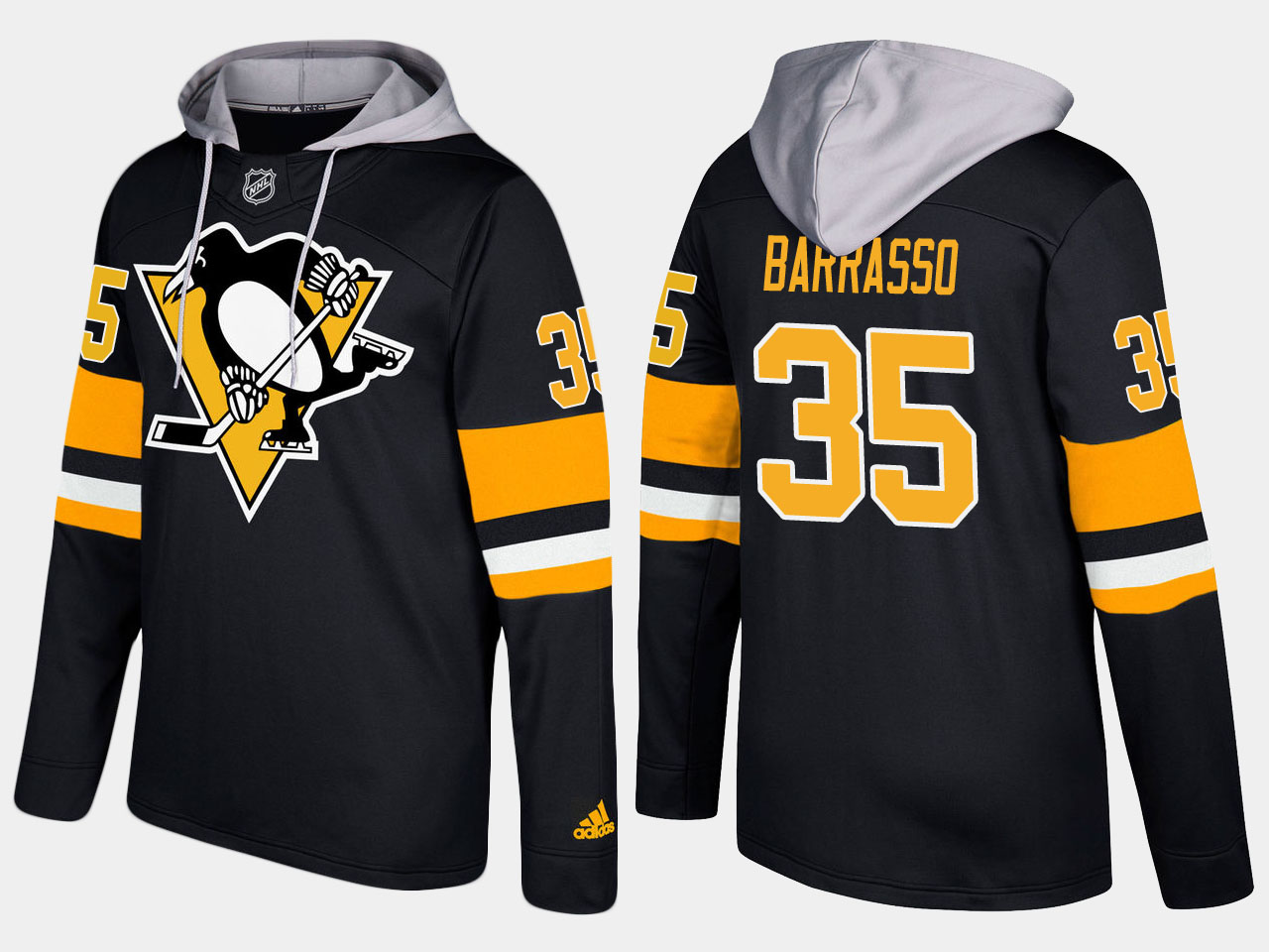 Men NHL Pittsburgh penguins retired 35 tom barrasso black hoodie